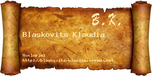 Blaskovits Klaudia névjegykártya